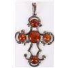 Image 1 : VINTAGE STERLING SILVER  AMBER CROSS PENDANT