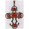 Image 2 : VINTAGE STERLING SILVER  AMBER CROSS PENDANT