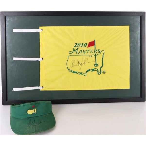 MASTERS 2010 PHIL MICKELSON HAT & FLAG SIGNED