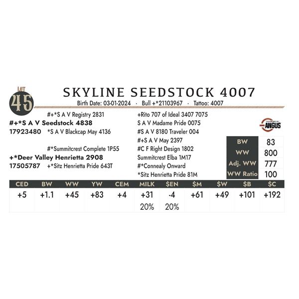 Skyline Seedstock 4007