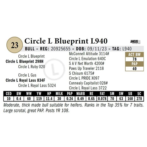 Circle L Blueprint L940