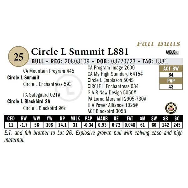 Circle L Summit L881
