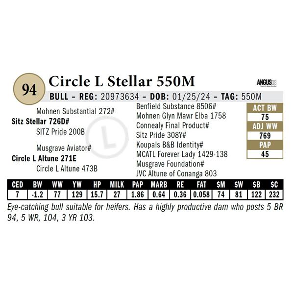 Circle L Stellar 550M