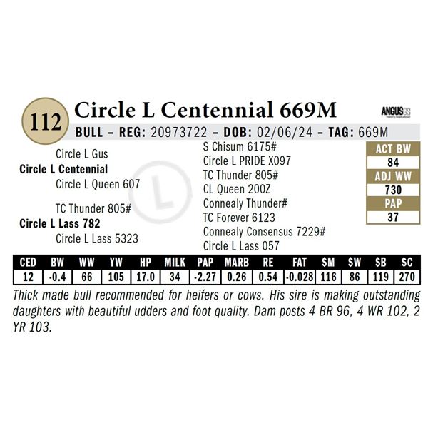 Circle L Centennial 669M