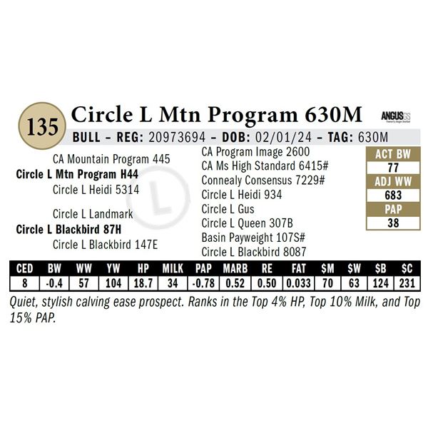 Circle L Mtn Program 630M