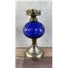 Image 1 : Antique Cobalt Blue Kerosene Whale Oil Lamp