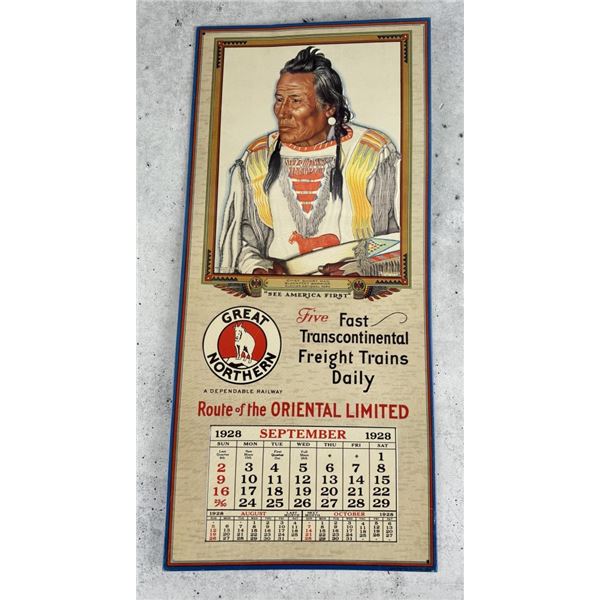 Great Northern Railroad Metal Sign Calendar