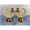 Image 1 : Brass Ram Horn Candlesticks