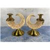 Image 2 : Brass Ram Horn Candlesticks