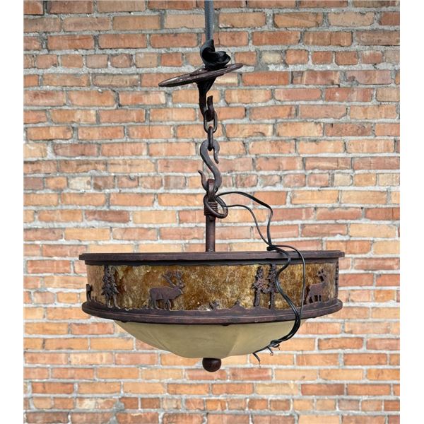 Custom Made Rawhide and Iron Chandelier