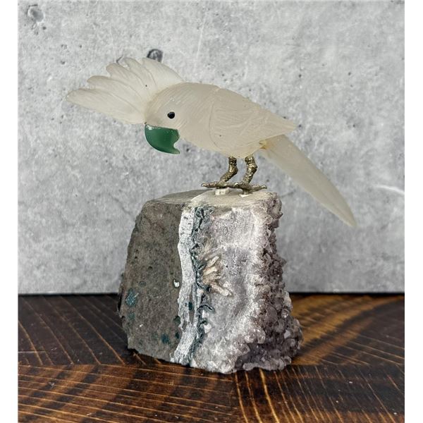 Carved Semi Precious Stone Cockatoo