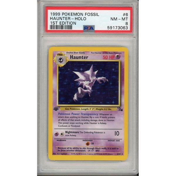 1999 Pokemon Fossil 1st Edition Haunter 6 PSA 8