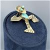 Image 2 : Navajo German Silver Turquoise Frog Brooch