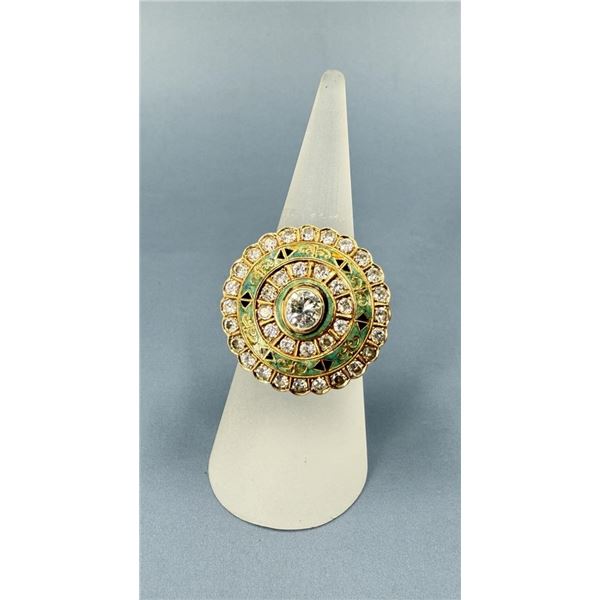 1940s 14k Gold and 1.65ct Diamond Cocktail Ring