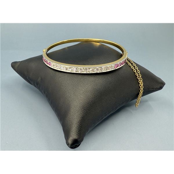 18k Gold Diamond and Pink Sapphire Bracelet