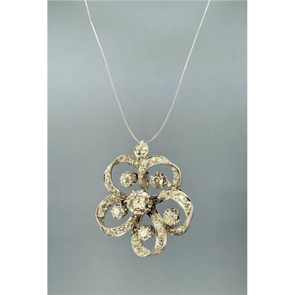Art Deco 14k Gold Diamond & Platinum Brooch