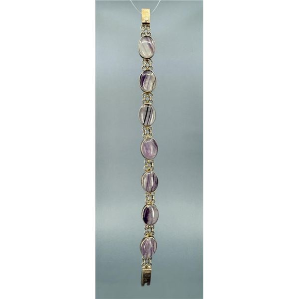Sterling Silver Banded Amethyst Bracelet