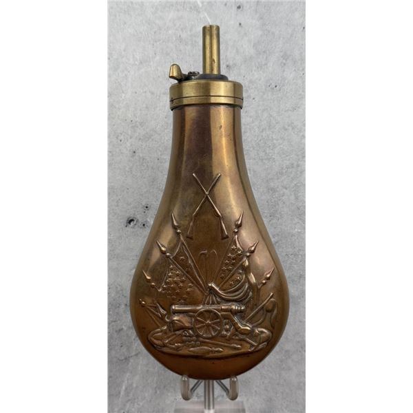 Civil War Stand of Flags Brass Copper Powder Flask