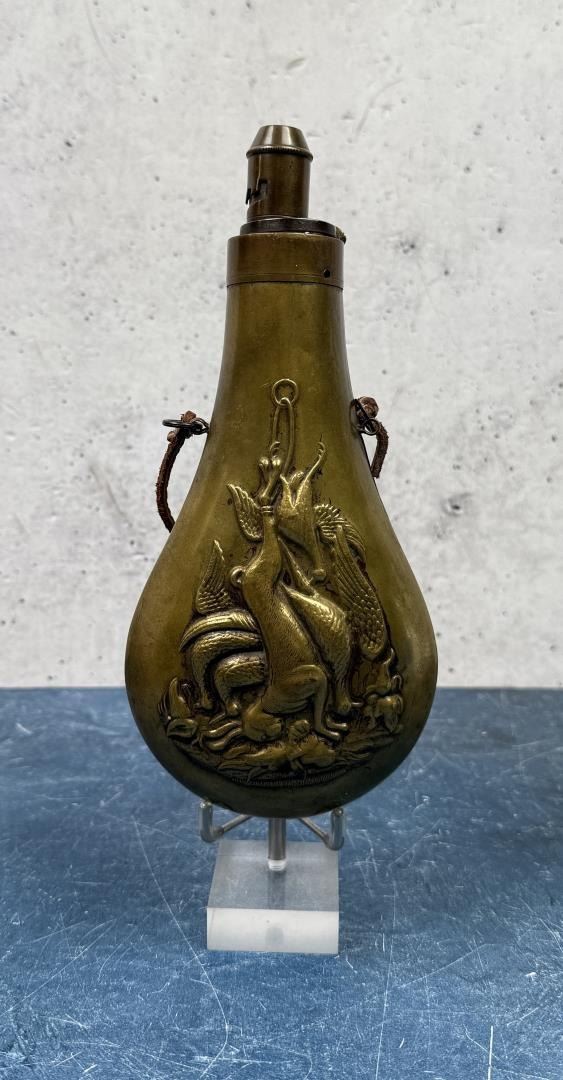 Civil War Era Hanging Game Brass Powder Flask