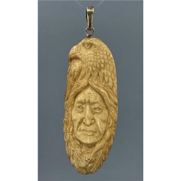 Native American Indian Carved Horn Pendant