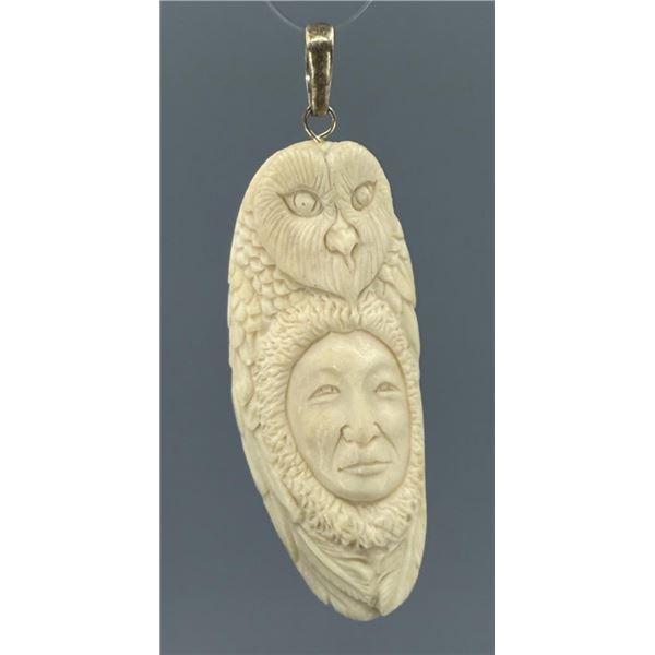 Native American Indian Carved Horn Pendant