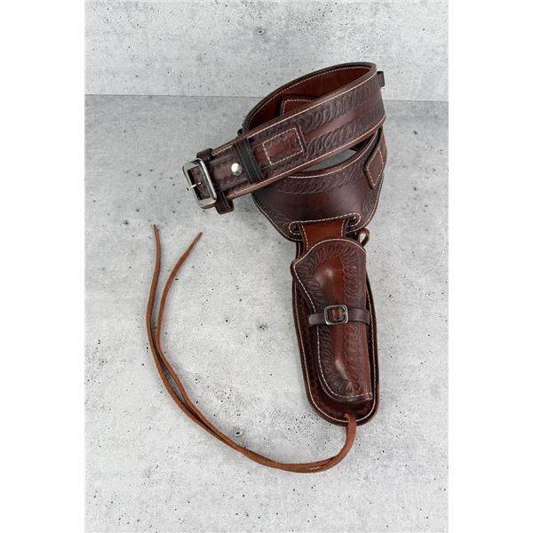 Cowboy Tooled Leather Holster Gun Belt Pistol Rig