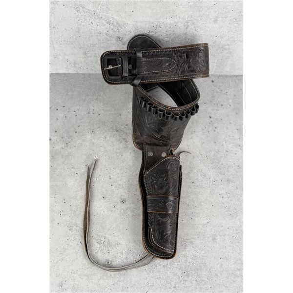 Cowboy Tooled Leather Holster Gun Belt Pistol Rig