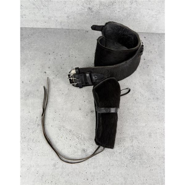 Cowboy Horse Hide Fur Holster Gun Belt Pistol Rig