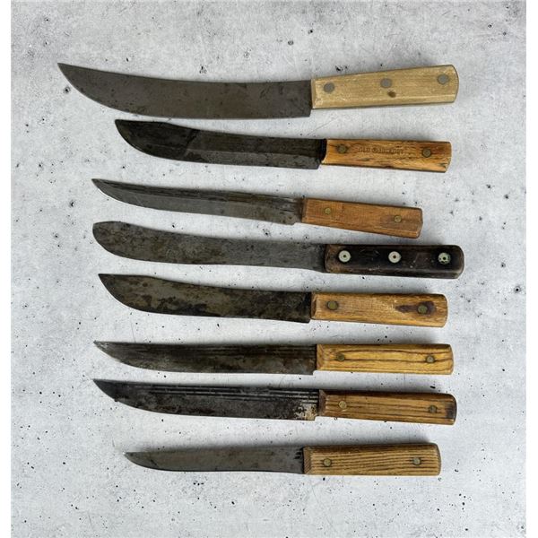 Collection of Wood Handle Kitchen Knives