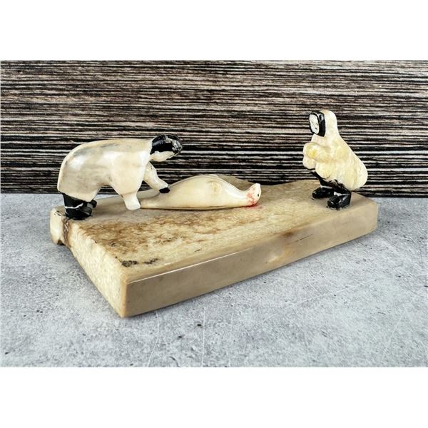 Alaskan Inuit Eskimo Seal Hunt Carving