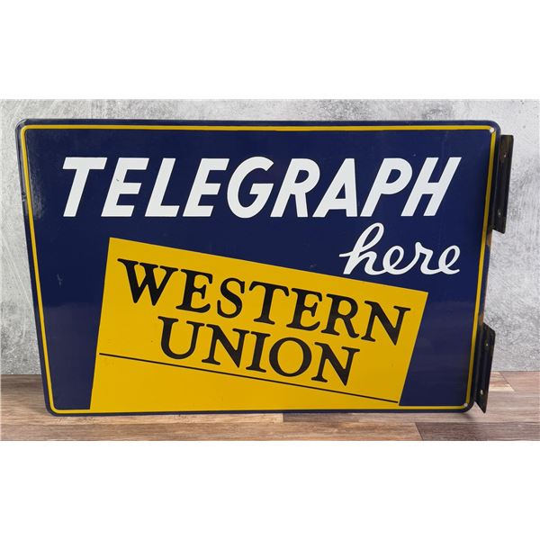 Western Union Telegraph Porcelain Flange Sign