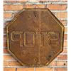 Image 2 : Antique Yellow Embossed Stop Sign
