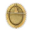 Image 3 : Vintage 18k Gold Oval Painted Portrait Diamond Enamel Pearl Frame Brooch Pendant