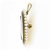 Image 5 : Vintage 18k Gold Oval Painted Portrait Diamond Enamel Pearl Frame Brooch Pendant