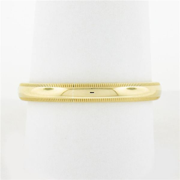 NEW Mens Classic 14k Yellow Gold 3mm Dome Polished w/ Milgrain Wedding Band Ring