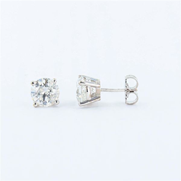 3.05 ctw H to I COLOR I1 to I2 CLARITY Diamond 18K White Gold Stud Earrings
