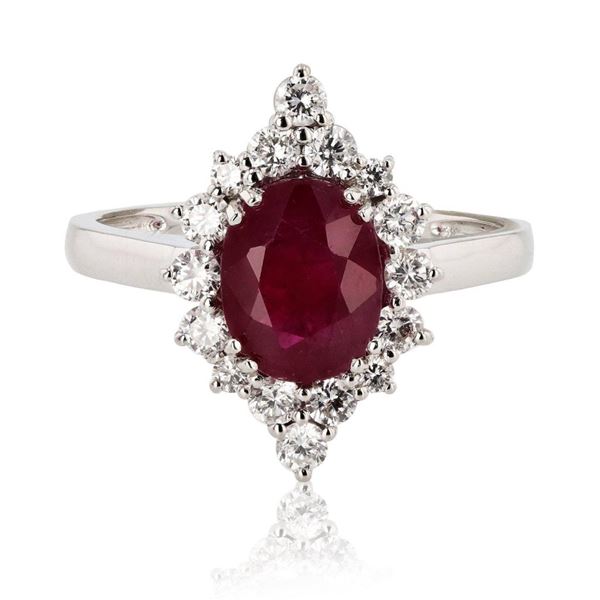 2.18 ctw Ruby and 0.54 ctw Diamond Platinum Ring