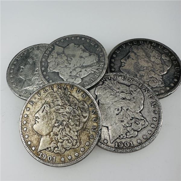 1901 Morgan Silver Dollar (VG+) Set of 5