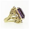 Image 5 : Large Vintage 18K Gold Amethyst & Diamond Twisted Wire Open Work Cocktail Ring