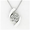 Image 2 : Estate 14K White Gold 0.20 ctw Diamond Cluster Slide Bypass Pendant w/ Box Chain