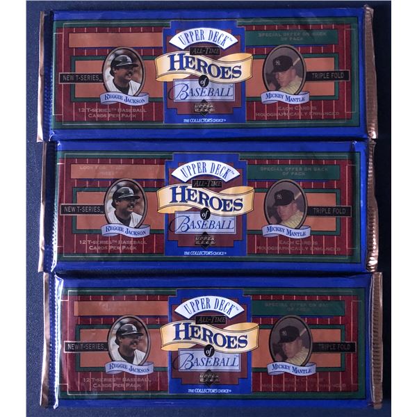 1993 UPPER DECK HEROES OF BASEBALL TRIPLE FOLD FOIL PACKS (3)