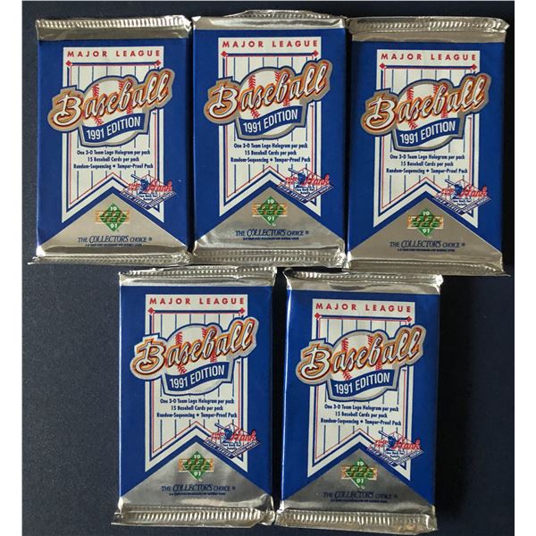 1991 UPPER DECK BASEBALL FOIL PACKS (5)
