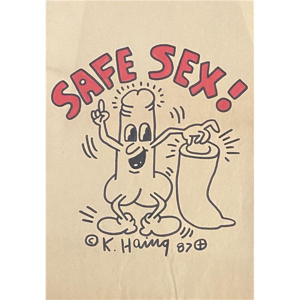 Keith Haring hand drawn and signed sketch