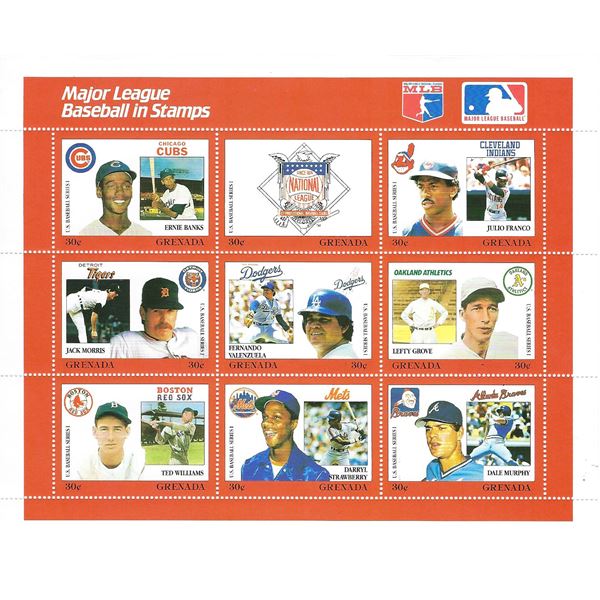 Major League Baseball Souvenir Stamp Sheet Grenada