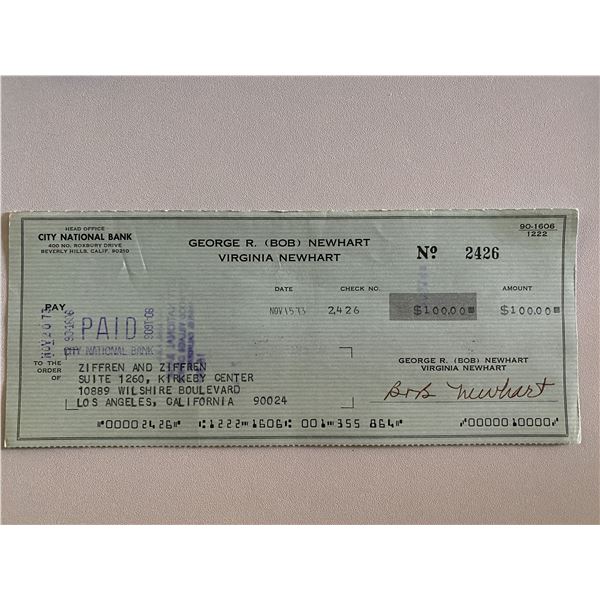 Bob Newhart signed check