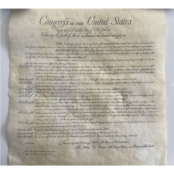 Bill of Rights replica document