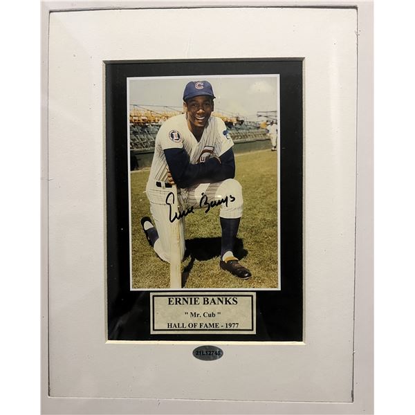 Ernie Banks signed photo. SCM authenticated