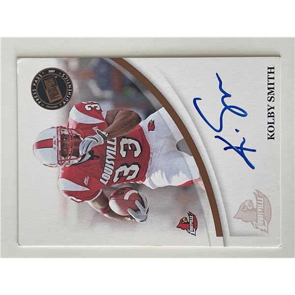 Kolby Smith signed  2007 Press Pass Authentics trading card