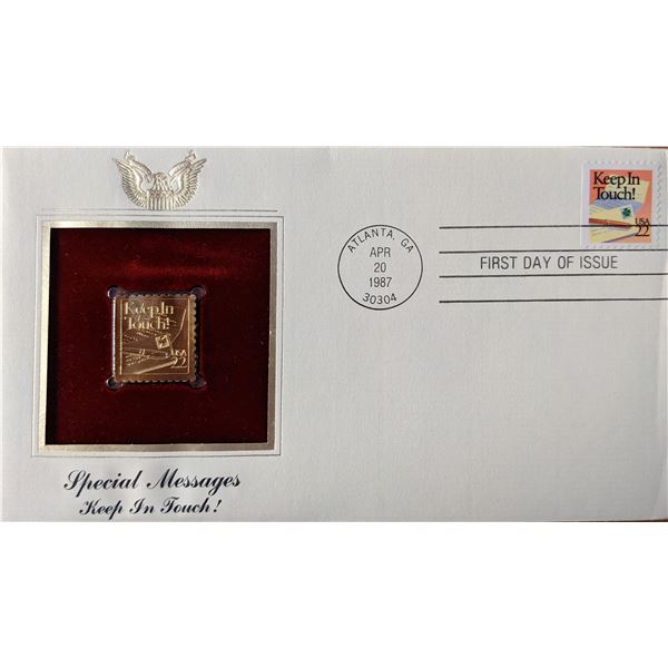 Special Messages Keep In Touch Gold Stamp Replica First Day Cover