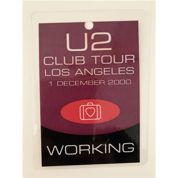 U2 Club Tour 2000 Los Angeles Working Backstage Pass